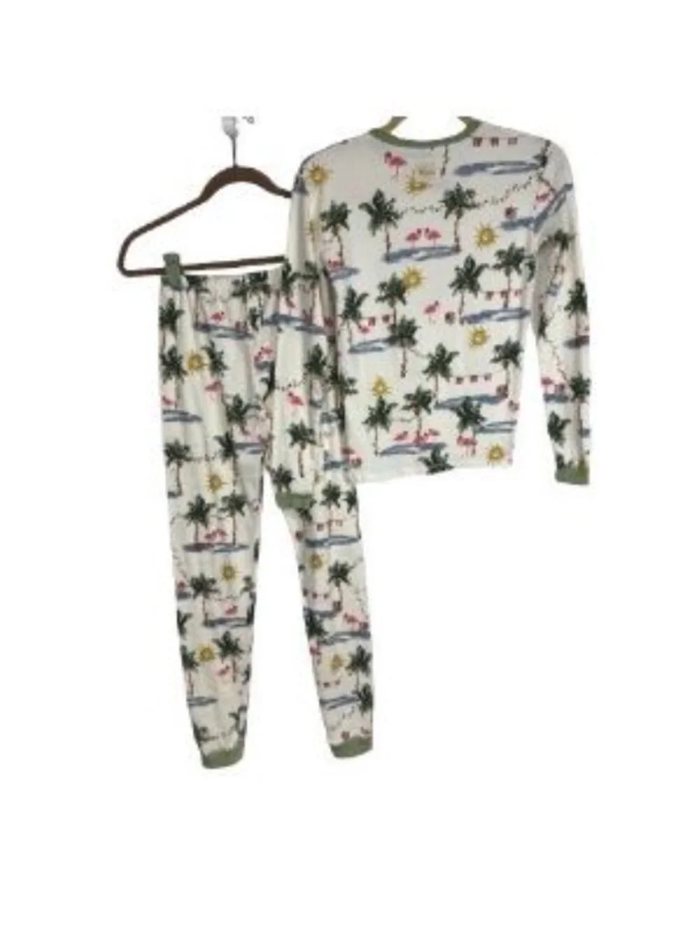 Burt’s Bees Kids Organic Cotton Deck the Palms Flamingo Size 14 Youth Pajama Set